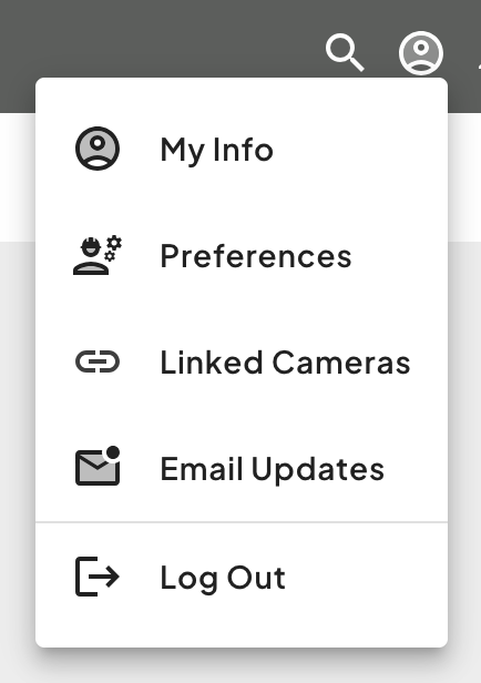 TrueLook Account Menu dropdown