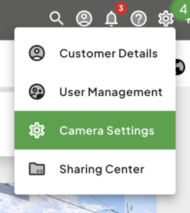 Camera Settings Menu Selection