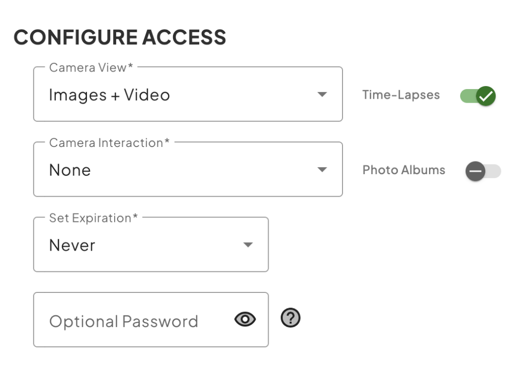 Configure Access window