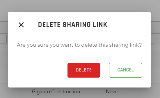 Delete Sharing Link