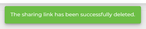 Delete Sharing Link Snackbar Message