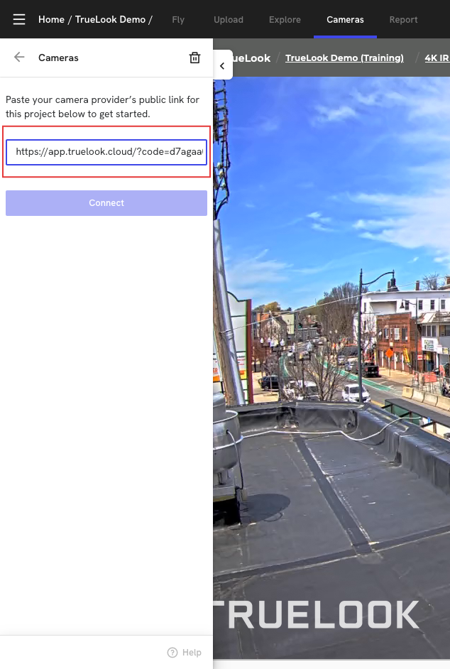 DroneDeploy Camera URL Window opened