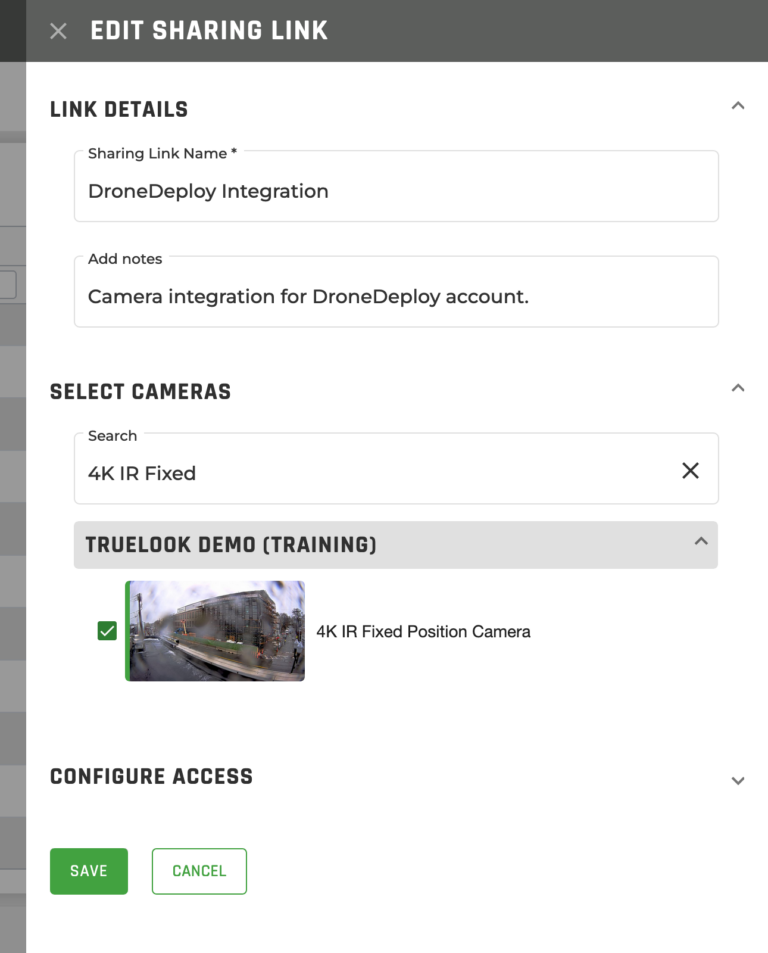 DroneDeploy Sharing Link window