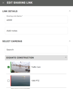 Edit Sharing Link Window