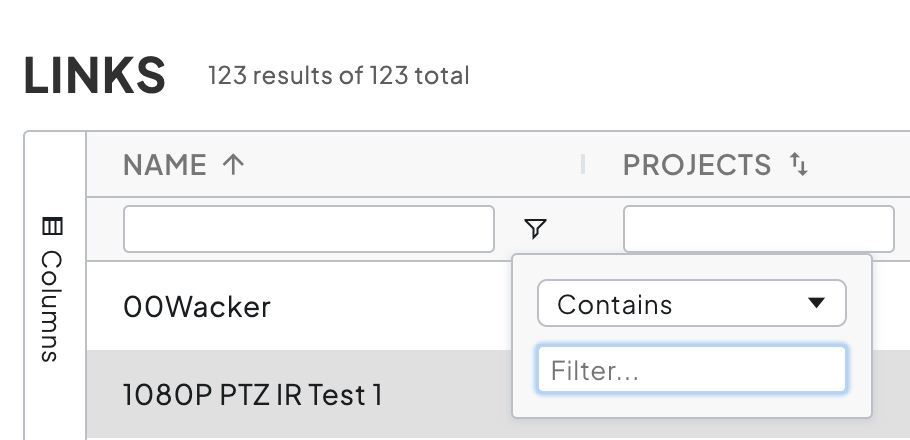Filter Options