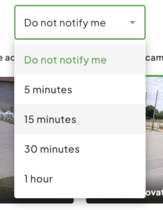 Jobsite Monitoring Camera Down Notification Window