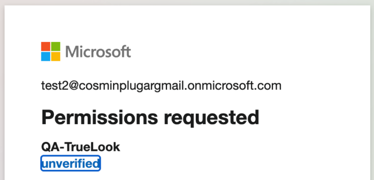 Microsoft Permissions Requested screen