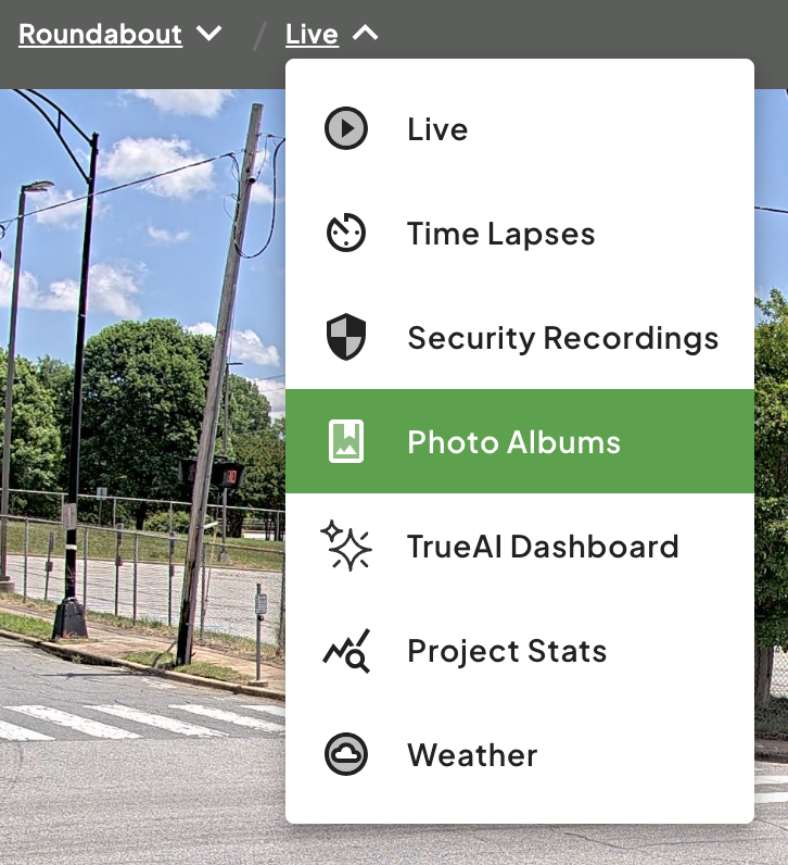 Photo Album Breadcrumb Menu Selection