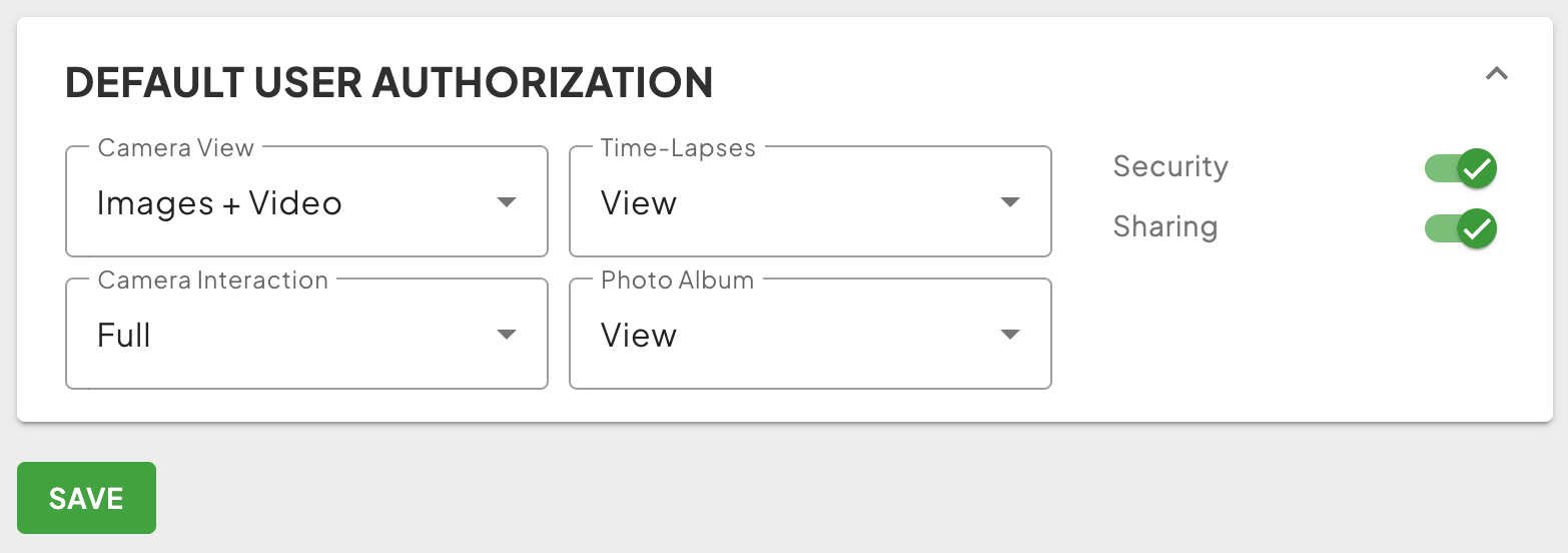 TrueLook SSO Menu - Default User Authorization