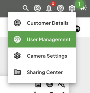 Settings - User Management Dropdown