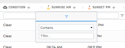 Weather Filter Options