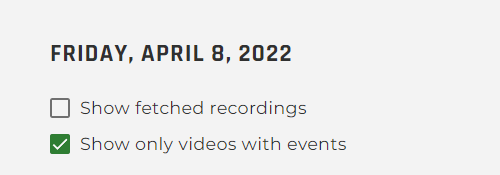 Security Recording calendar filters