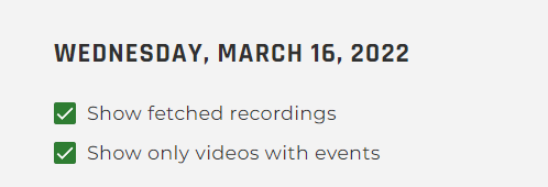 Security Recording calendar filters