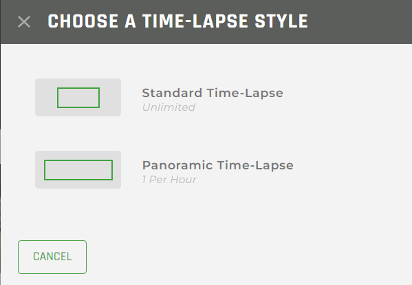 Choose a Time-Lapse Style screen