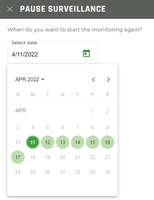 Jobsite Monitoring Pause Calendar