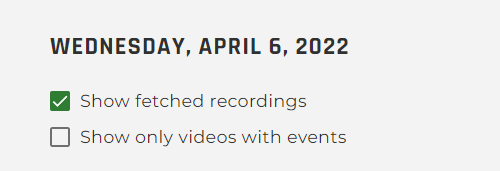 Security Recording calendar filters