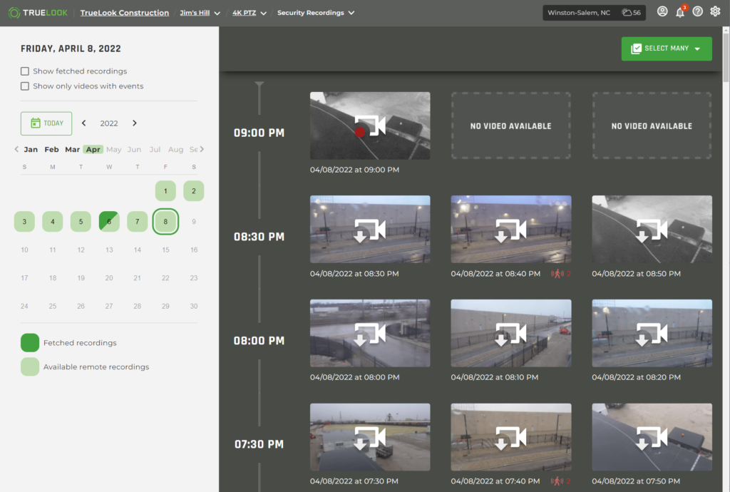 Security Recording page
