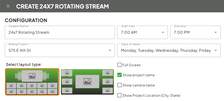 24x7 Rotating Stream window