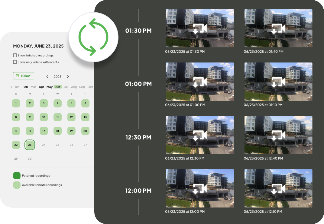 Auto Fetch Security Recording window and calendar